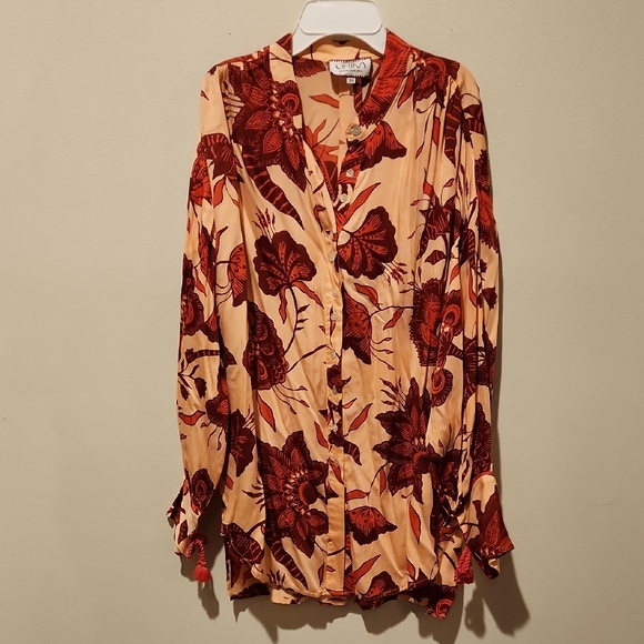 Omika Tops - ❤️ ANTHROPOLOGIE OMIKA HANDMADE BUTTON DOWN FLORAL TUNIC TOP / SHIRT, XS